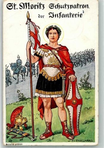 1914 St. Moritz Schutzpatron der Infanterie Künstlerkarte Feldpost WK I München