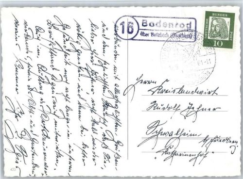 Bodenrod Zum Geburtstag die besten Wünsche, Blumen in Vasen, Rose, Landpoststempel