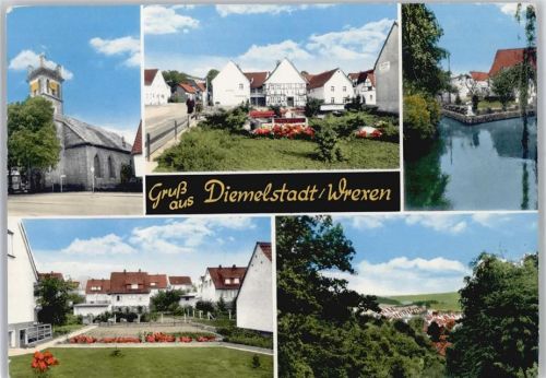 34474 W3549 Diemelstadt - Kirche, Ortspartie, Teilansicht