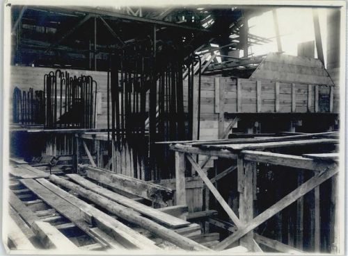 Oberhausen 1921 Gutehoffnungshütte, Bau Hauptlagerhaus, Architekt Peter Behrens circa 18 x 24 cmeisen