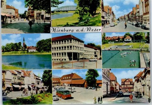 31582 W3070 Nienburg (Weser) - Kirche, Ortsansicht, Freibad, Bahnhof