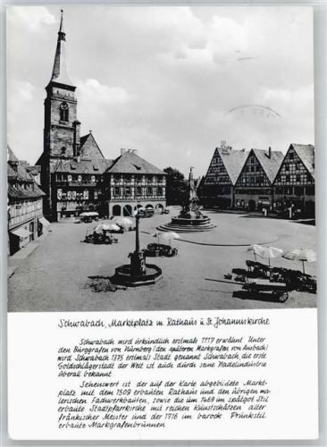 91126 W8540 Schwabach - Marktplatz mit Rathaus und Johanniskirche