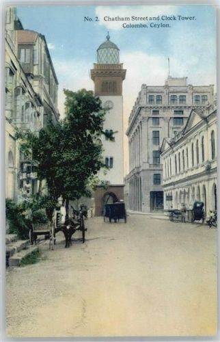 Colombo - Chatham Street and Clock Tower, Ceylon
