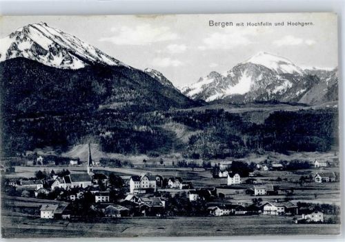Bergen 1916 Blick mit Hochfelln Hochgern