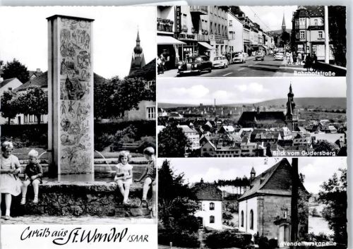St. Wendel Bahnhofstraße Wendelinus Kapelle Brunnen Autos