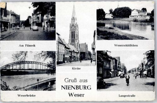 31582 W3070 Nienburg (Weser) - Kirche Langestraße Weserschlößchen Weserbrücke Am Filmeck