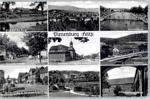 Vienenburg 1955 Burg Schwimmbad Rathaus Heimkehrerdenkmal Bahnhof