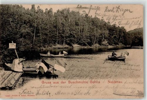 01689 O8254 Niederau b Meißen, Sachs - Buschmühle Gohlis Boote