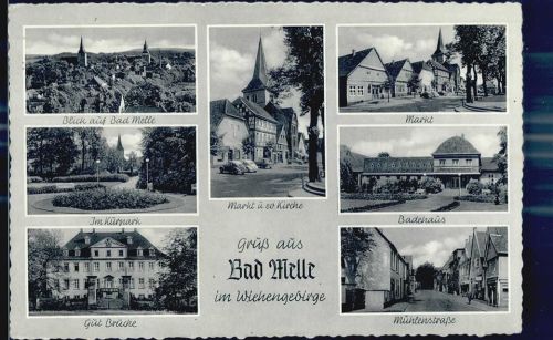 49324 W4520 Melle , Wiehengeb - Markt Badehaus Kurpark Kirche