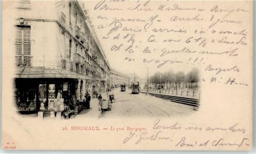 Bordeaux 1901 Le Quai Bourgogne Straßenbahn