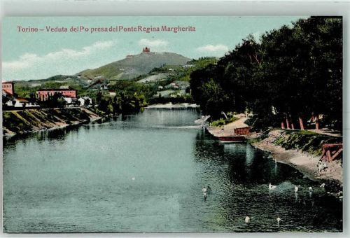 Torino Veduta del Po presa del Ponte Regina Margherita
