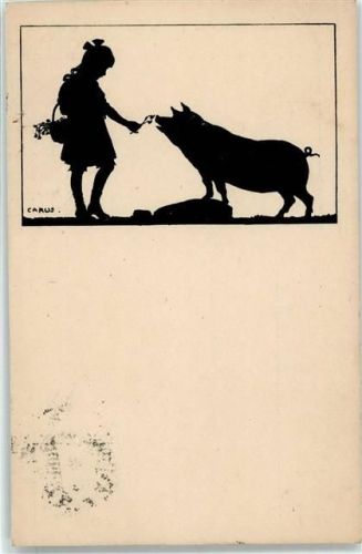 1922 Mädchen Schwein