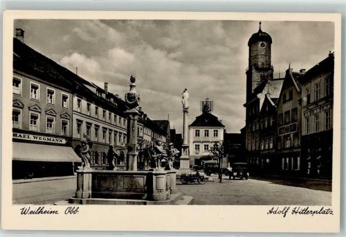 Weilheim Adolf Hitler Platz Oldtimer Motorrad Brunnen Mareiensäule