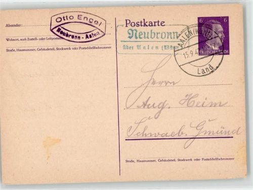 73453 W7083 Neubronn , Kr Aalen, Württ - Landpoststempel
