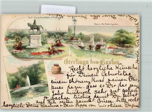 Boston 1900 - Ball Equestrian Statue of Washington Publc Garden Frog Pond Common