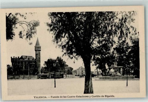 Valencia Fuente de las Cuatro Estaciones y Castillo de Ripalda Straßenbahn
