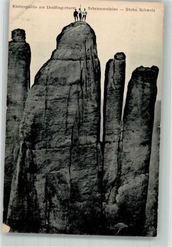 Bad Schandau 1919 Dreifingerturm Bergsteiger