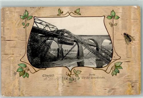 Wuppertal 1905 Viadukt Elberfeld Birkenrinde Fliege