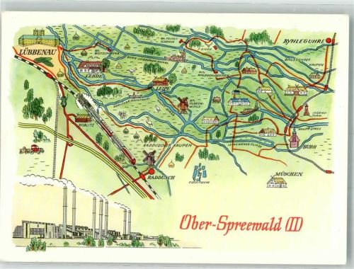 Lübbenau Fabifk Landkarte Ober-Spreewald