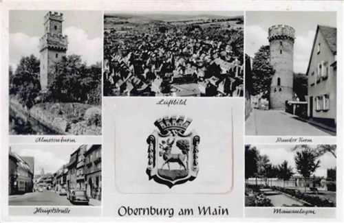 Obernburg Obernburg am Main (8753) Leporello Almosenturm, Runder Turm, Hauptstrasse I-II (Marke entfernt)