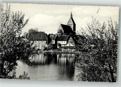 Mölln Panorama des Ortes am Ziegelsee mit St.-Nicolai-Kirche