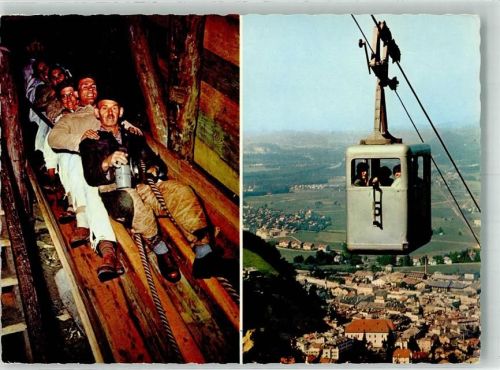 Hallein Seilbahn zum Salzbergwerk Rutsche im Salzbergwerk