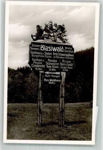 Blasiwald Foto Wegweiser Original aus Archiv eines Ansichtskartenverlages