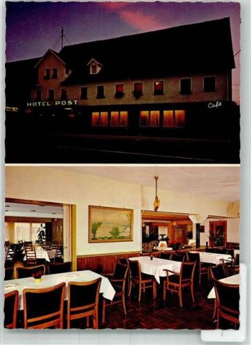Gammertingen Hotel Post bei Nacht mit Anfahrtsplan Werbekarte