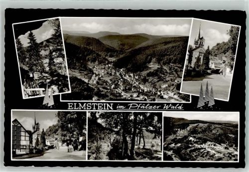 Elmstein Panorama des Ortes mit Ev. Kirche