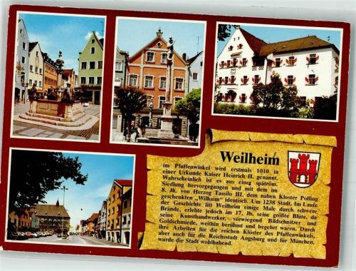 Weilheim Vier-Jahreszeiten-Brunnen Cafe Krönner Mariensäule Schloss Weilheim Chronik