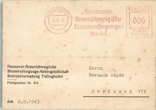 Fallingbostel 1943 WK II Stromversorgungs- AG Geschäftskorrespondenz