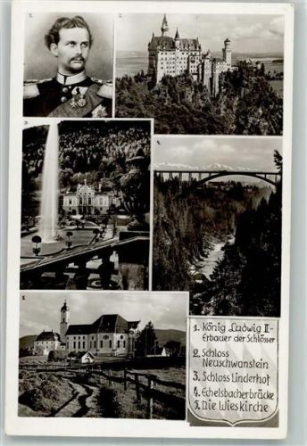 Linderhof Portrait des Königs Schloss Neuschwanstein und Linderhof Wieskirche Echelsbacher Brücke Fotograf Bromberger