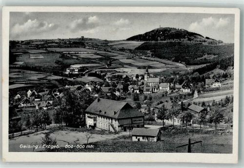 Geising 1943 Panorama des Ortes mit Ev. Stadtkirche und Schützenhaus Fotograf Arno Tittel
