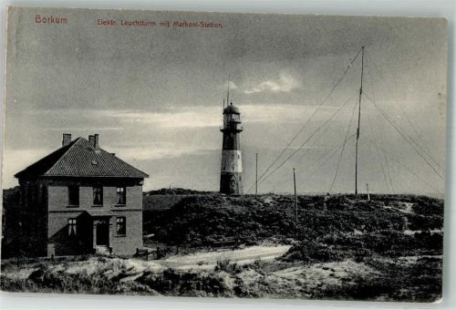 Borkum 1908 Elektrischer Leuchtturm und Markoni-Station