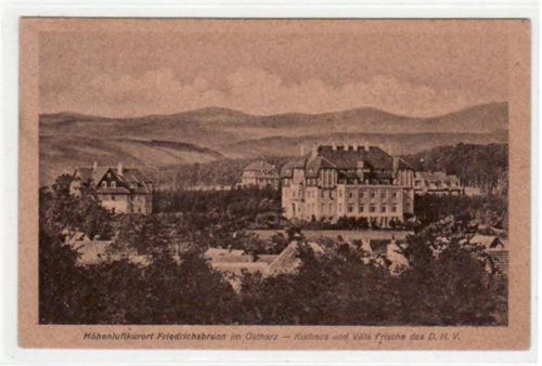 Friedrichsbrunn Friedrichsbrunn i. Harz mit Kurhaus u. Villa Frische gelaufen von 1928 kleiner Knick oben rechts und unten links, sonst gut erhalten.