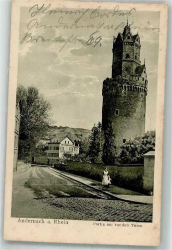 Andernach 1932 Runder Turm Bahnpost Köln-Frankfurt