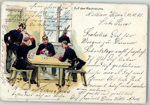 1905 Landser des Kaiserreichs beim Kartenspiel in der Wachtstube Verlag Keseberg 4
