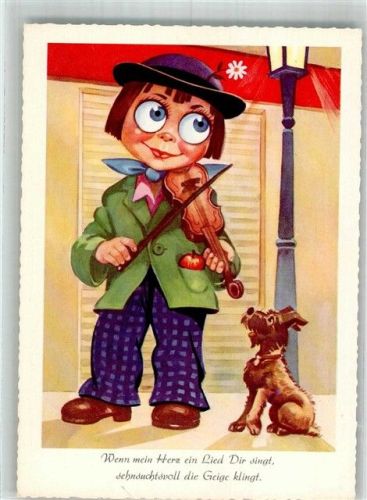 Junge spielt Hund ein Ständchen auf der Geige Amag Serie 15/7