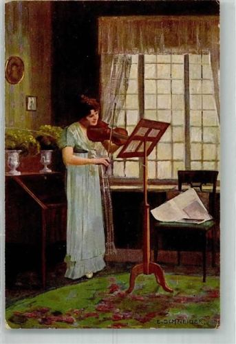 sign. Schneider Junge Frau spielt die Violine Amag Nr. 87