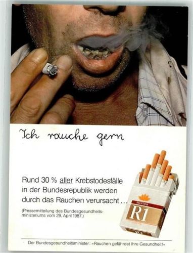 1987 Anti-Rauchen-Kampagne des Bundesgesundheitsministers Reemtsma R1
