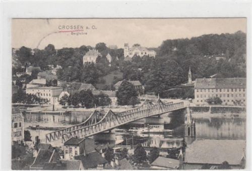 Crossen a.d. Oder Crossen a. O. / Krosno Odrzanskie. Berglehne gelaufen 1907. Leichter Stempeldurchdruck, sonst gut erhalten