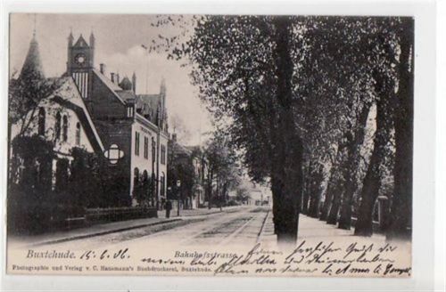 Buxtehude mit Bahnhofstraße gelaufen, 1906. Gute Erhaltung.