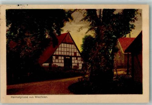 1916 Westfälischer Fachwerkhof Rückseite Text des Westfalenliedes Verlag Hermann Lorch Nr. 11806