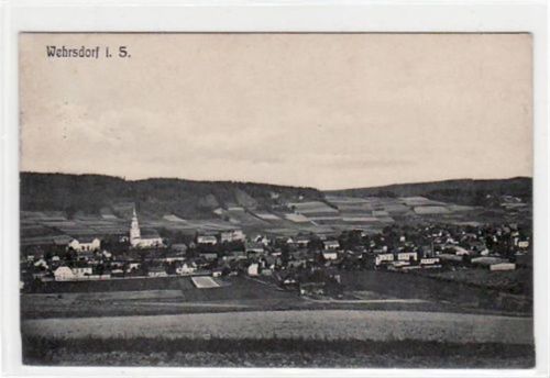 Wehrsdorf gelaufen von 1912. Leicht fleckig, sonst gut erhalten.