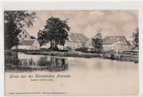 Gruss aus der Kunstmühle Palsweis. ungelaufen frühe Karte, da Anschriftseite noch ungeteilt. Kleine Abschürfungen Vorderseite, leicht stockfleckig, sonst gut erhalten
