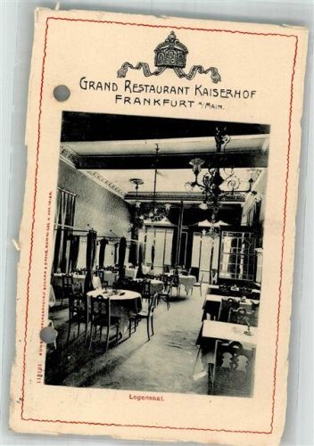 Frankfurt 1910 Grand Gasthaus Kaiserhof Logensaal gelocht