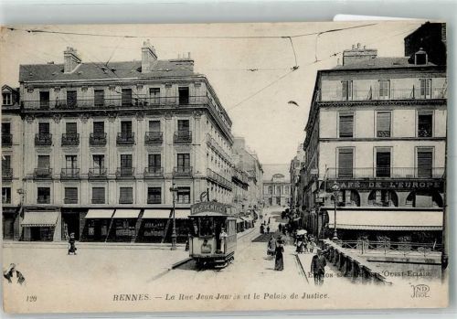 Rennes Justizgebäude Straßenbahn Cafe de l´europe La Rue Jean Jaures