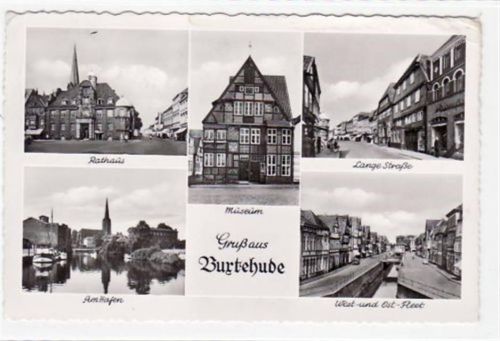 Buxtehude Buxtehude, 5 Abbildungen mit Lange Straße u. Museum gelaufen, 1966. Gute Erhaltung.