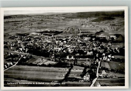 Sobernheim 1937 Fliegeraufnahme des Ortes mit der Kirche St. Matthäus