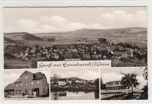 Ermschwerdt / Werra mit Geschäftshaus Kremulat und Schule ungelaufen Gute Erhaltung.